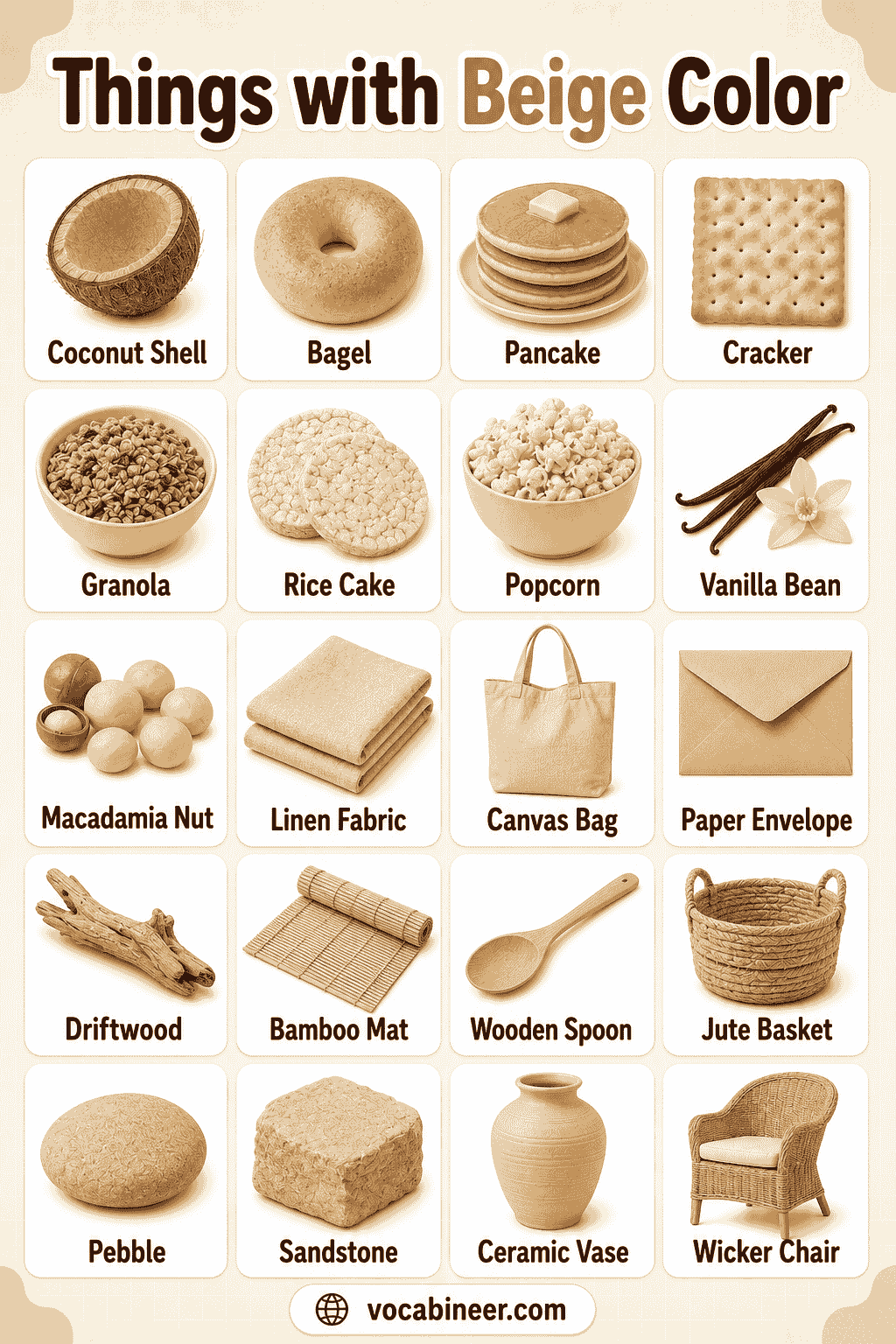 100+ Things with Beige Color with Names and Pictures