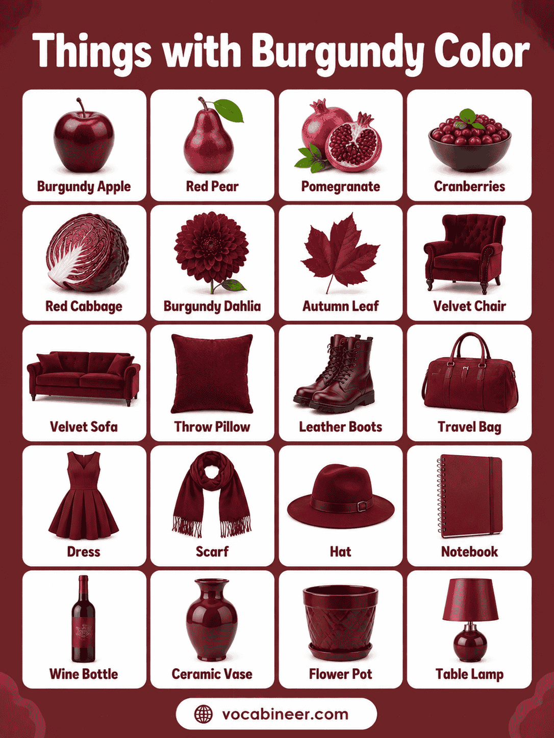 180 Elegant Things with Burgundy Color with Pictures