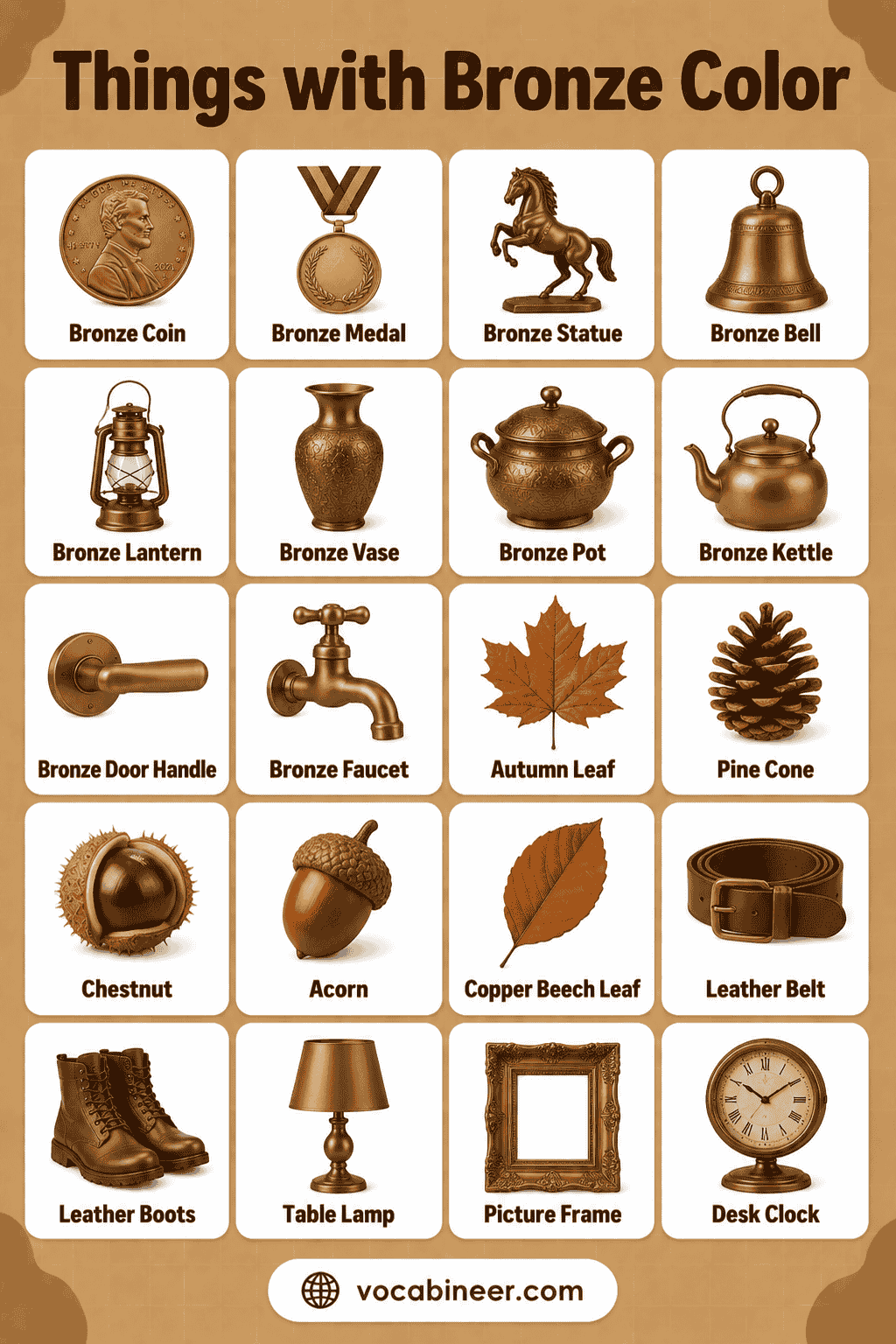 250+ Bronze Color Things Names with Pictures