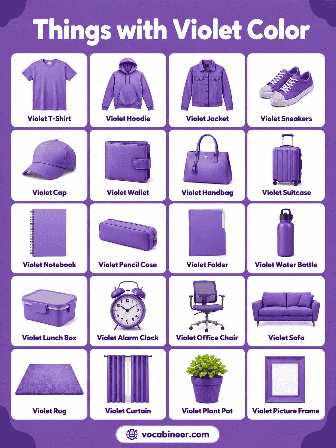 250+ Violet Color Things List with Pictures and Meanings