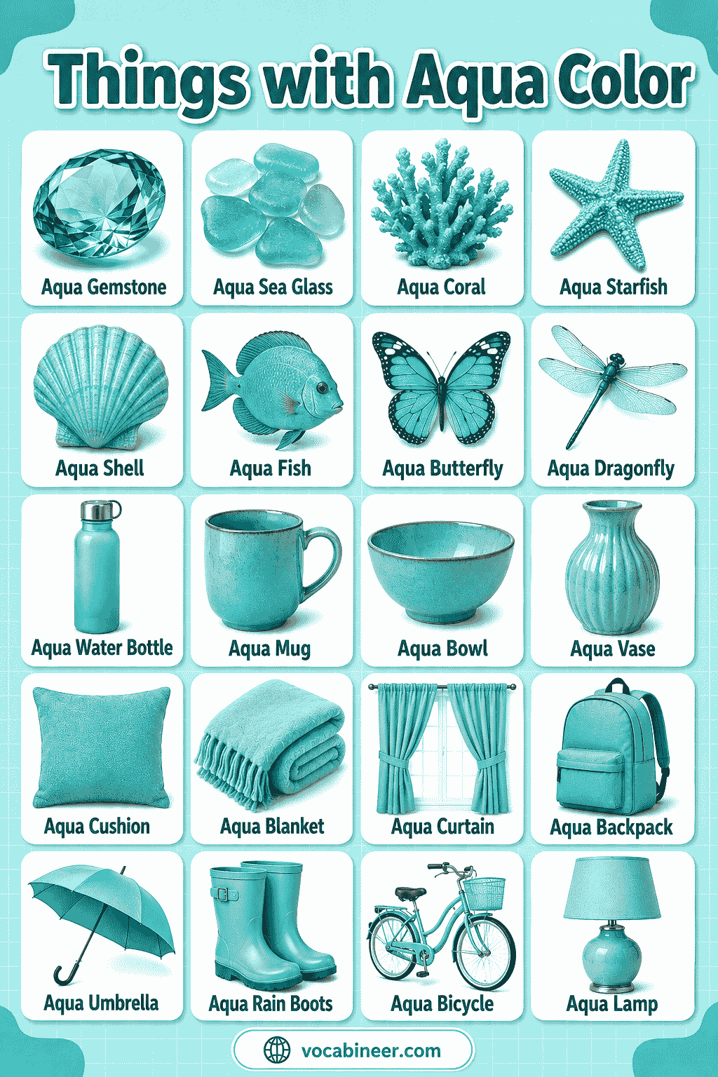 280 Aqua Color Things List with Pictures and Meanings
