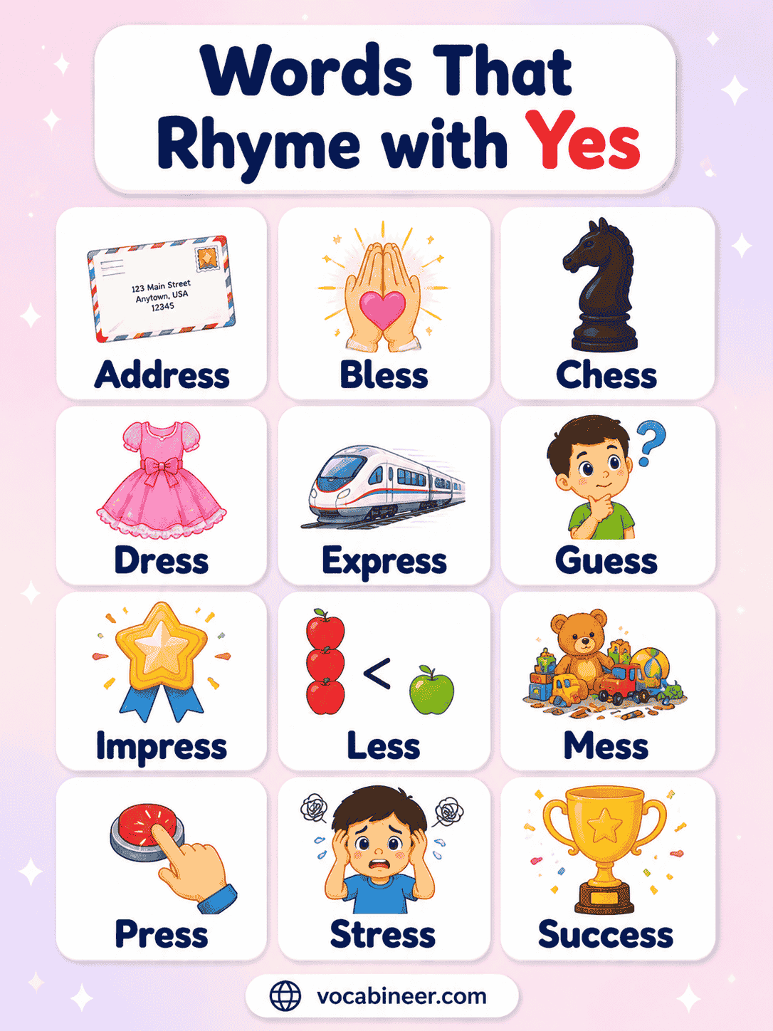 300+ Best Words That Rhyme With Yes for Poems and Songs