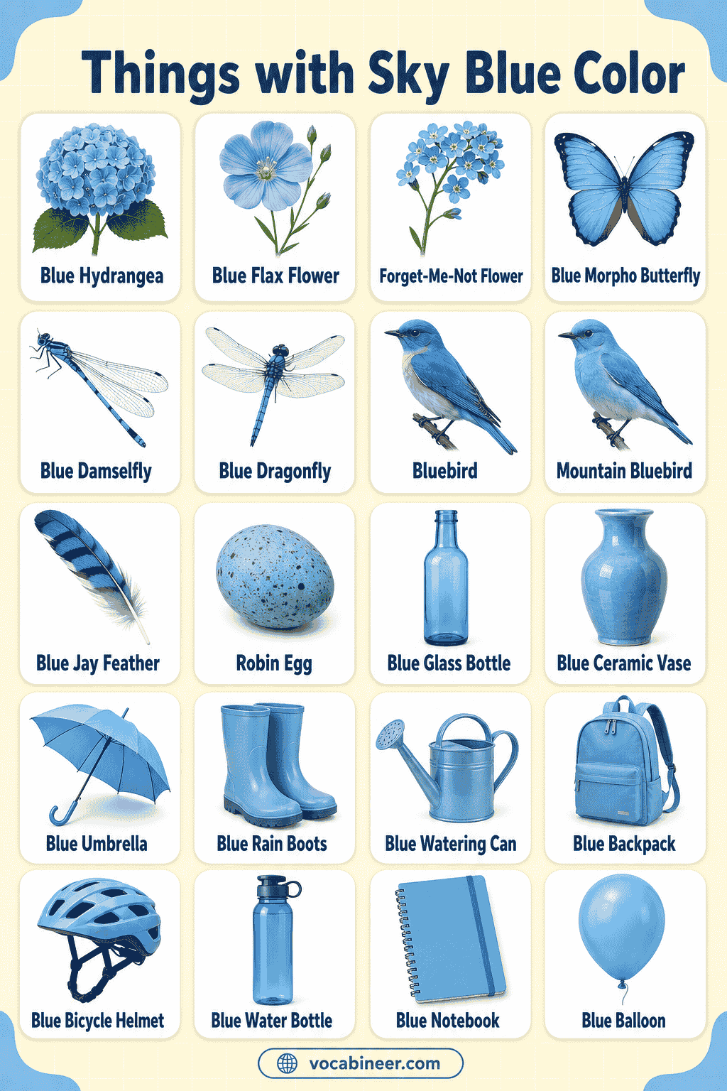 300+ Sky Blue Colored Things Names with Pictures