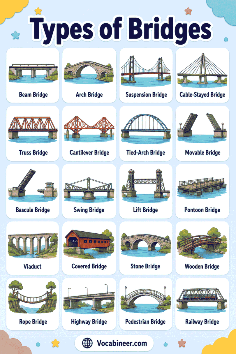 40+ Types of Bridges with Names, Uses, and Pictures