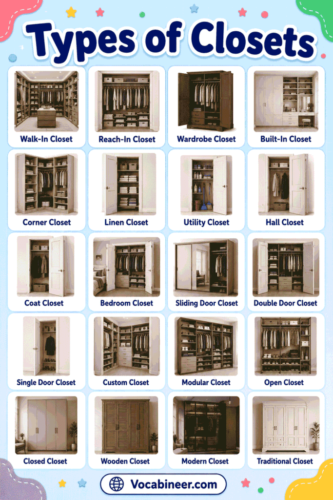 50+ Types of Closets with Names, Uses, and Pictures
