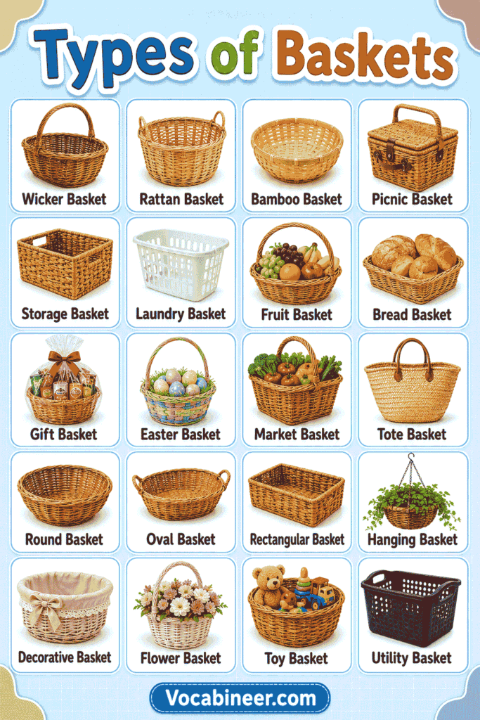 Basket Names with Uses and Simple Meanings