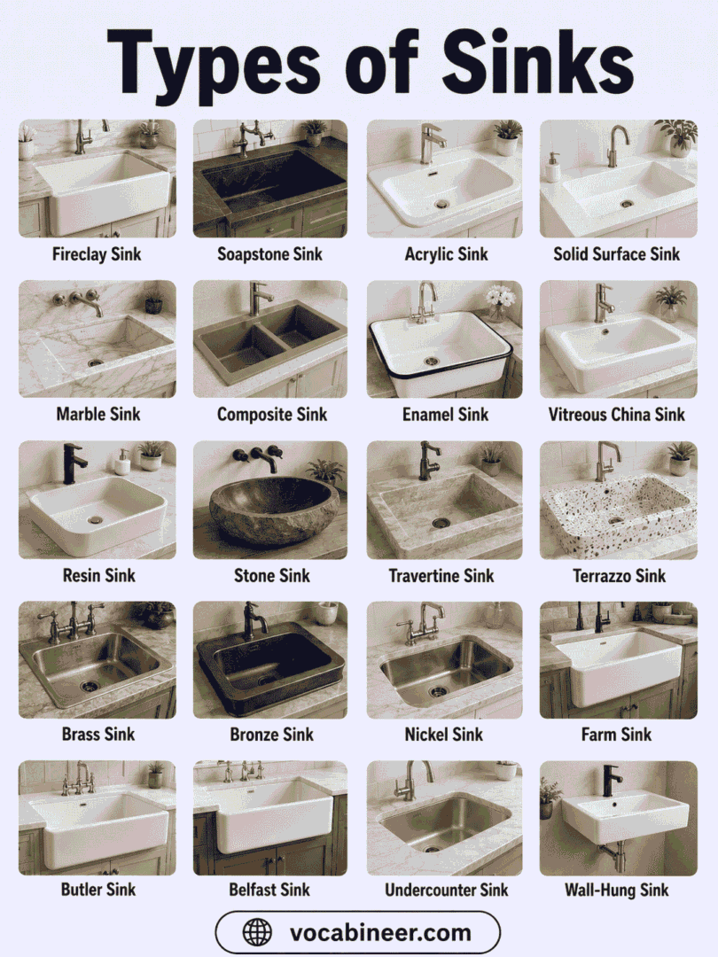 Different Types of Sinks with Uses and Pictures Explained