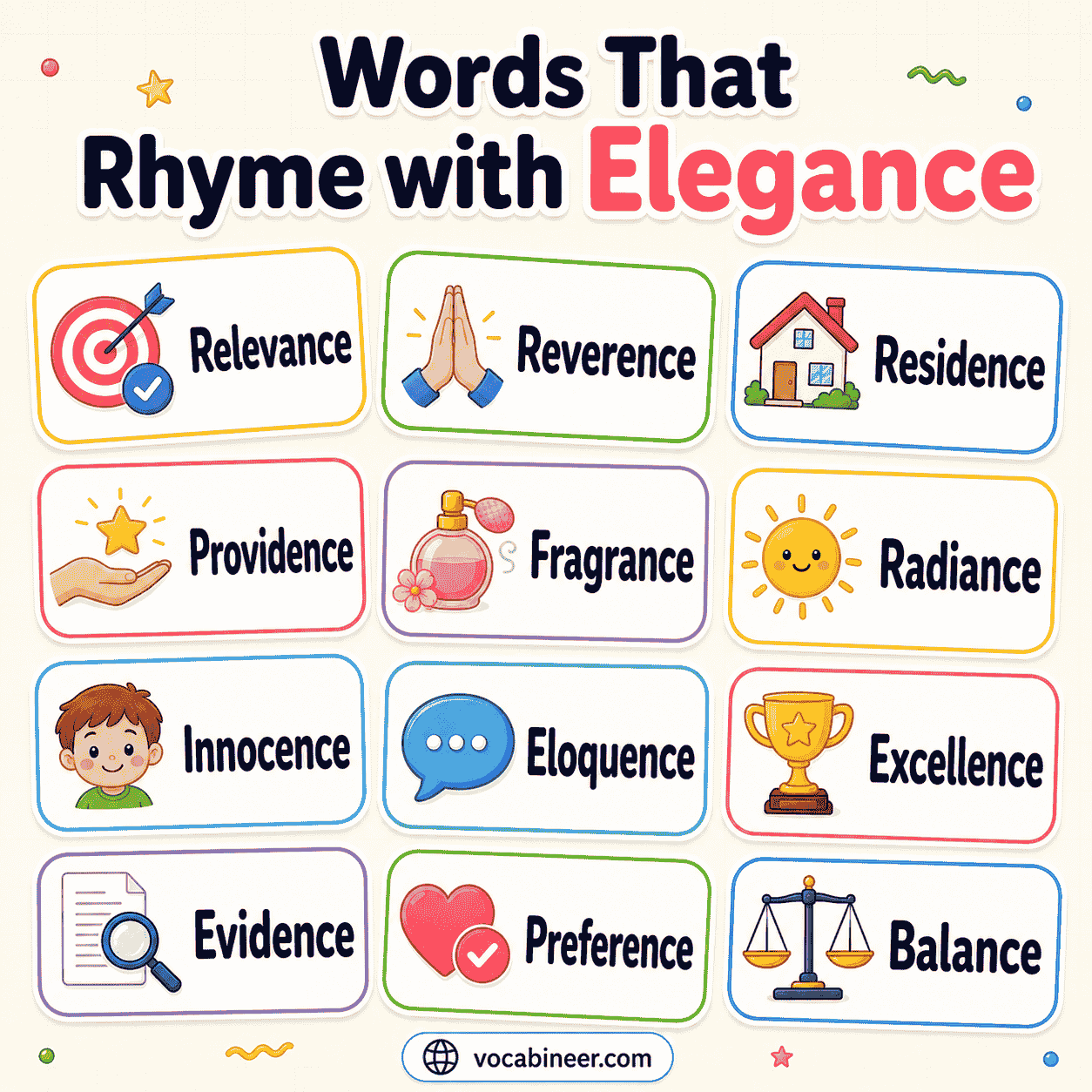 Best Words That Rhyme with Elegance in English