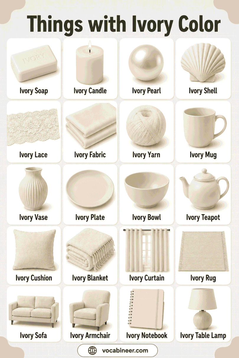 Ivory Name Variations 225 Things with Ivory Color with Names and Pictures