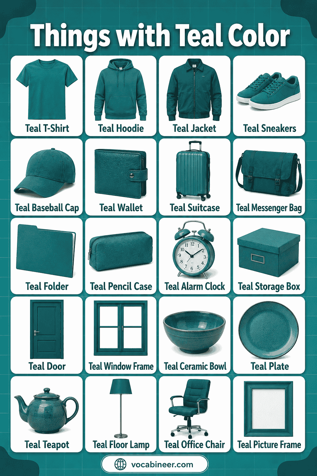Common Objects That Are Teal with Pictures