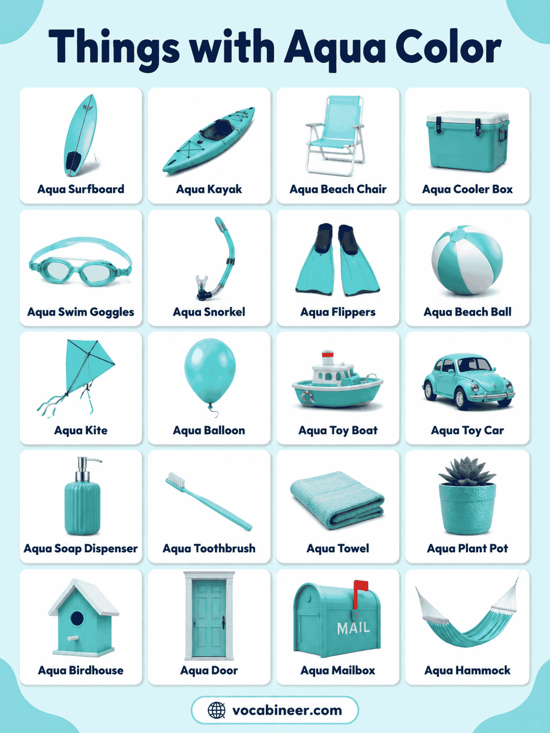 Common Things That Are Aqua with Pictures