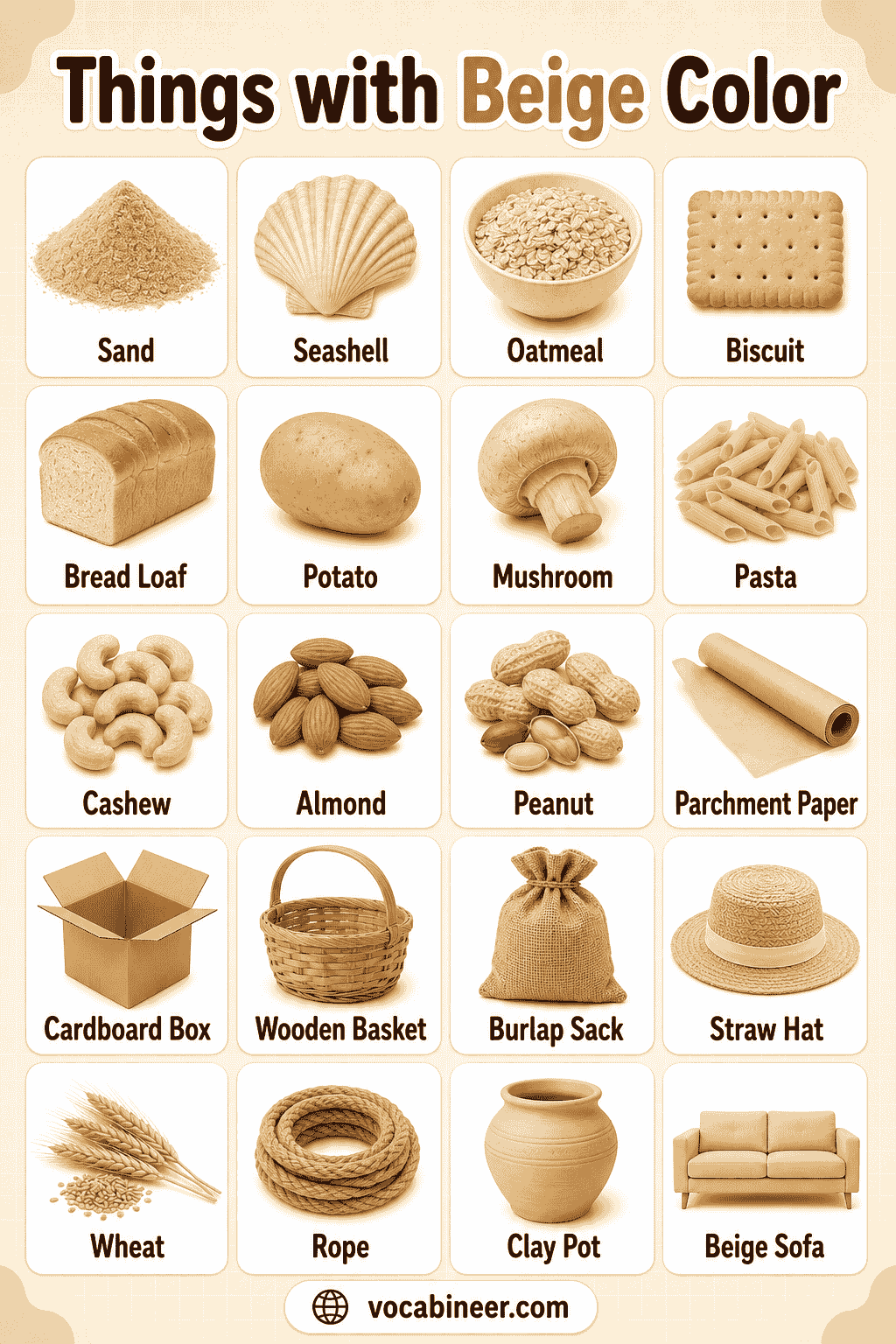 Common Things That Are Beige with Pictures