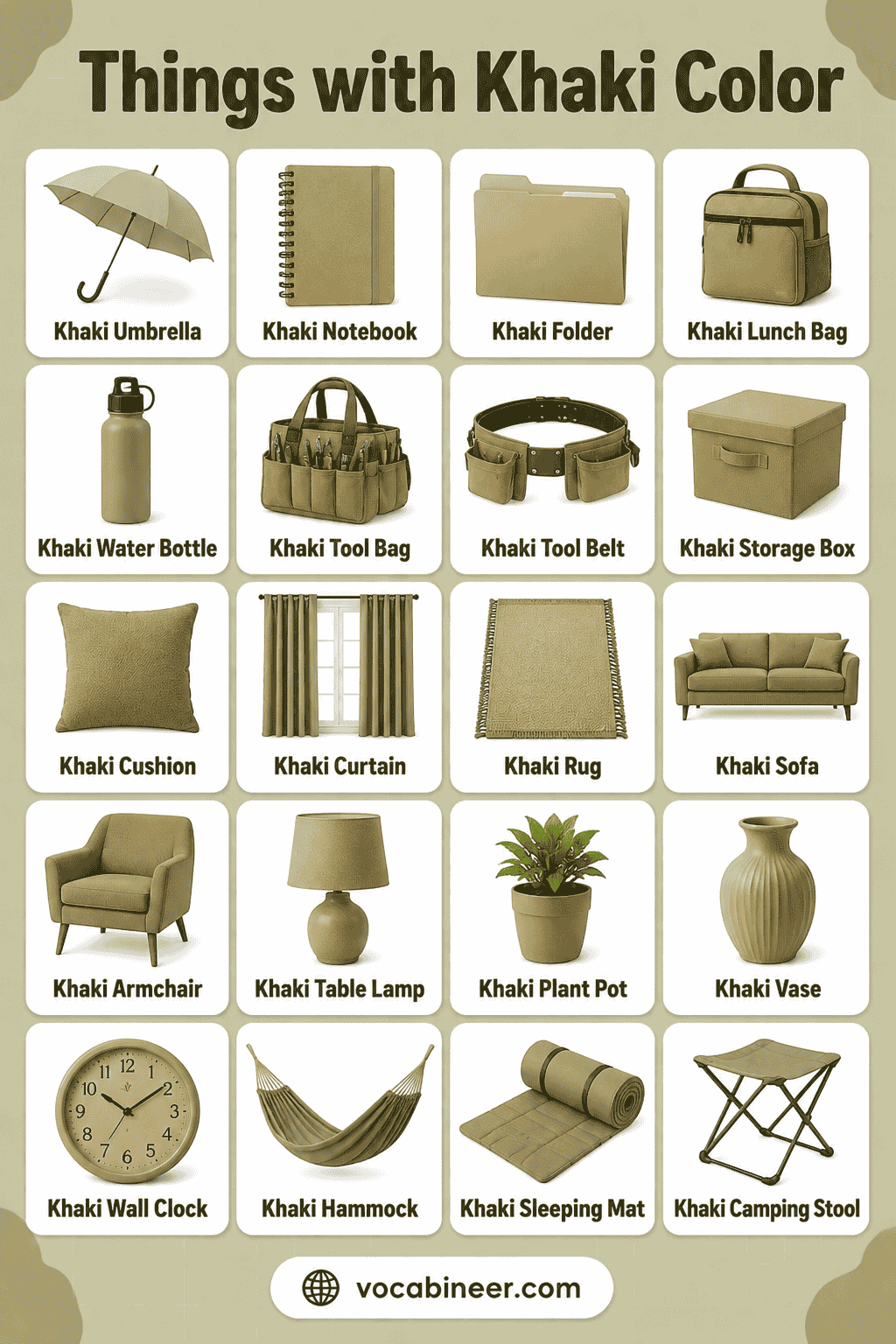 Common Things That Are Khaki with Pictures