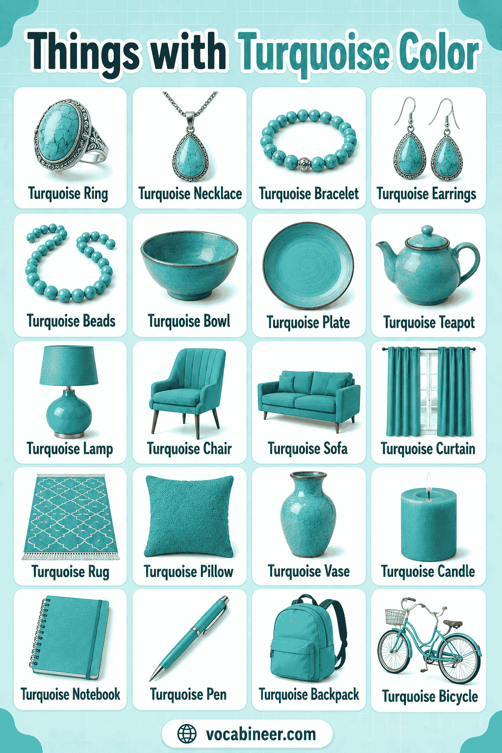 Common Things That Are Turquoise with Pictures