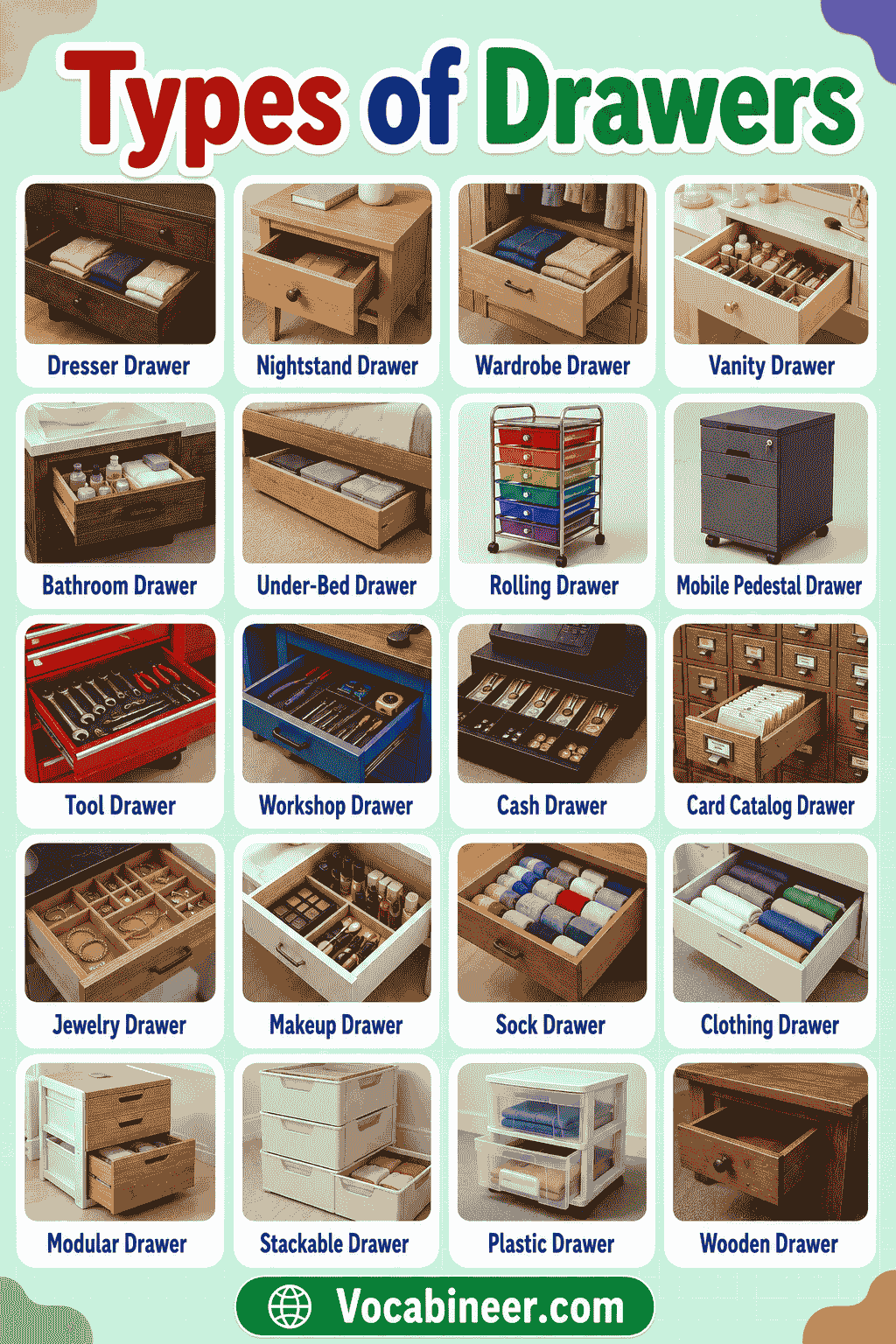 Common Types of Drawers and Their Uses