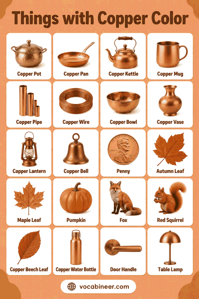 Copper Things: List of 230 Copper Color Objects with Pictures