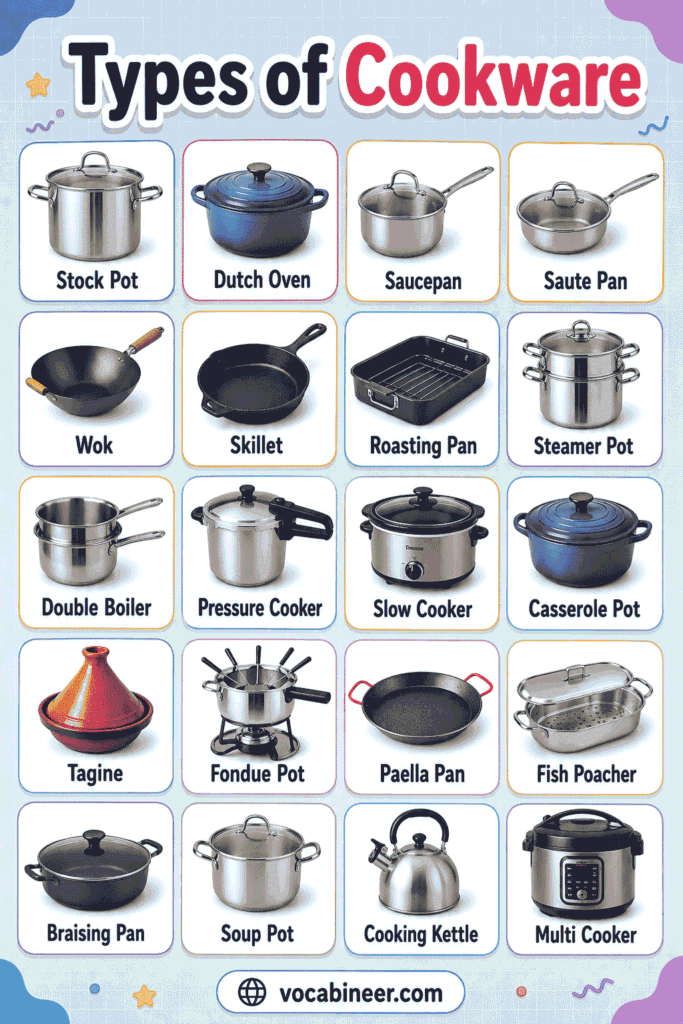 Different Types of Cookware with Names, Uses and Pictures