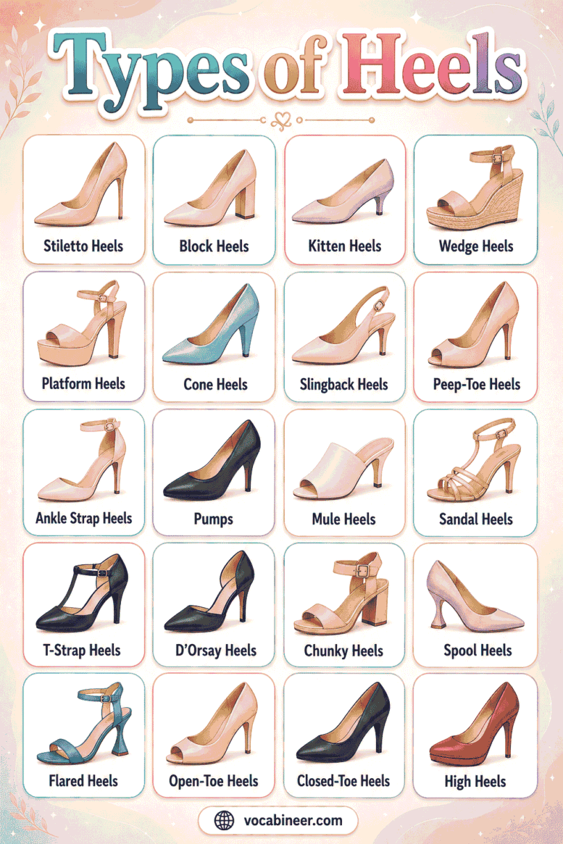 40+ Types of Heels with Names and Pictures