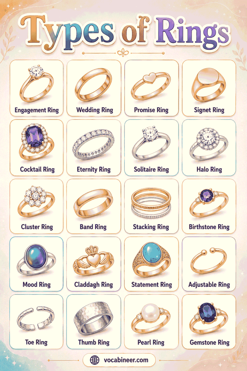 50+ Types of Rings with Names and Pictures - Complete Guide