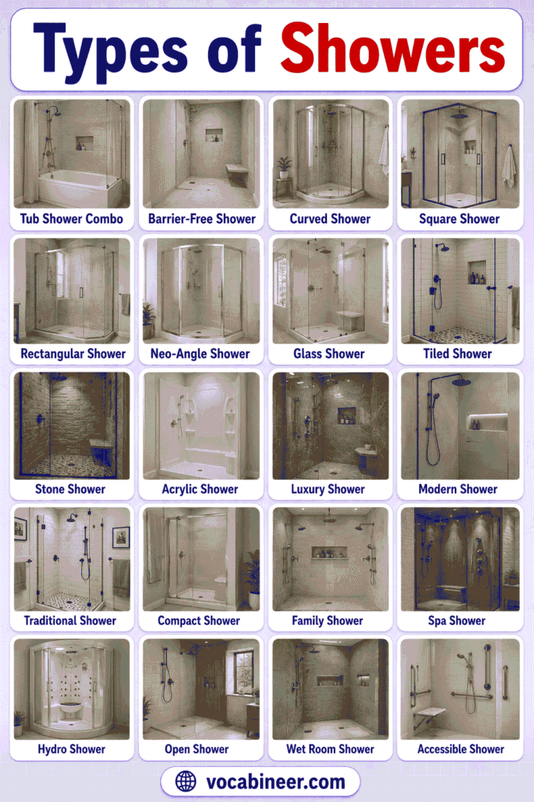 50+ Types of Showers with Names, Uses and Pictures