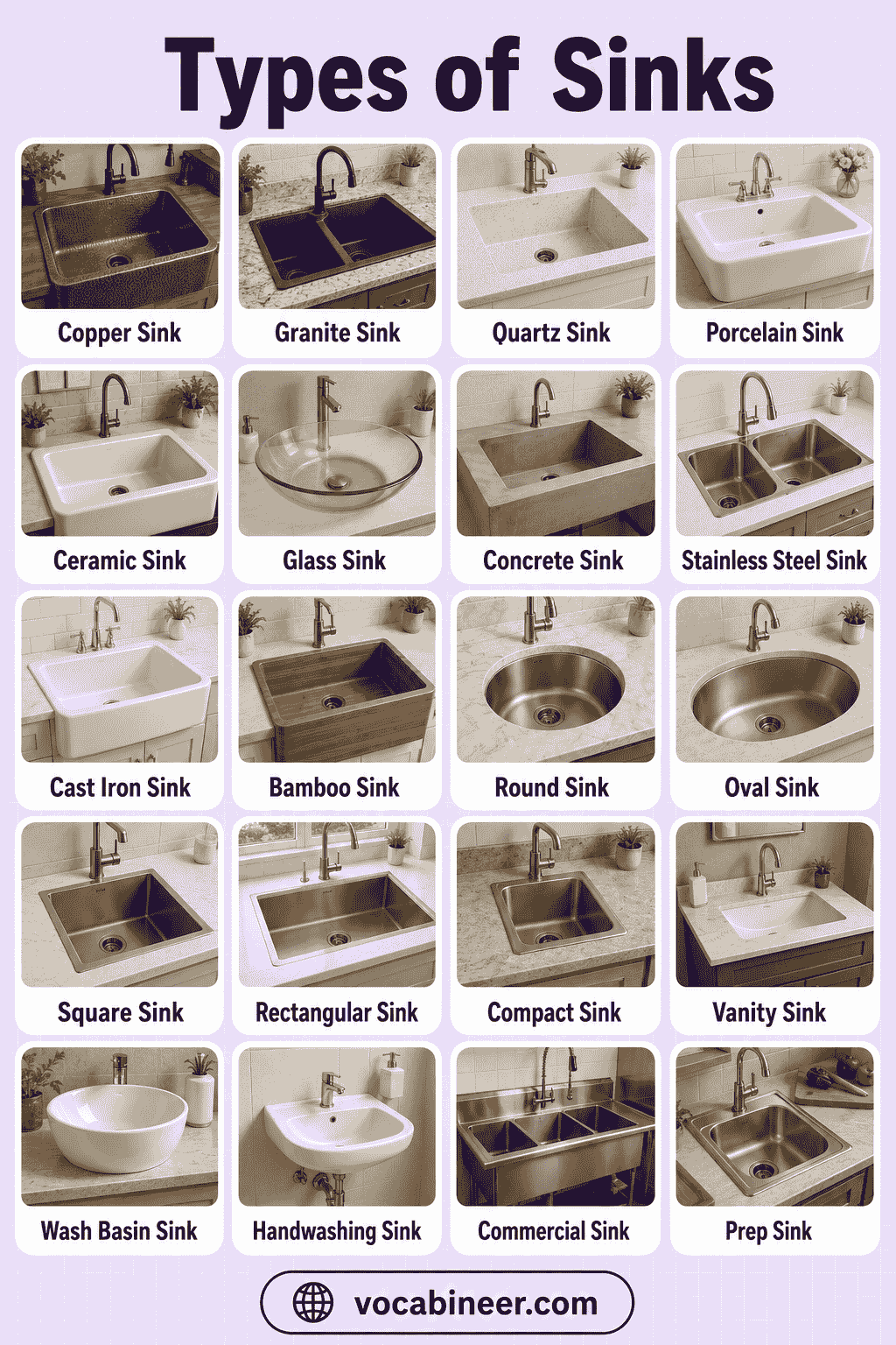 Different Types of Sinks with Uses and Pictures Explained