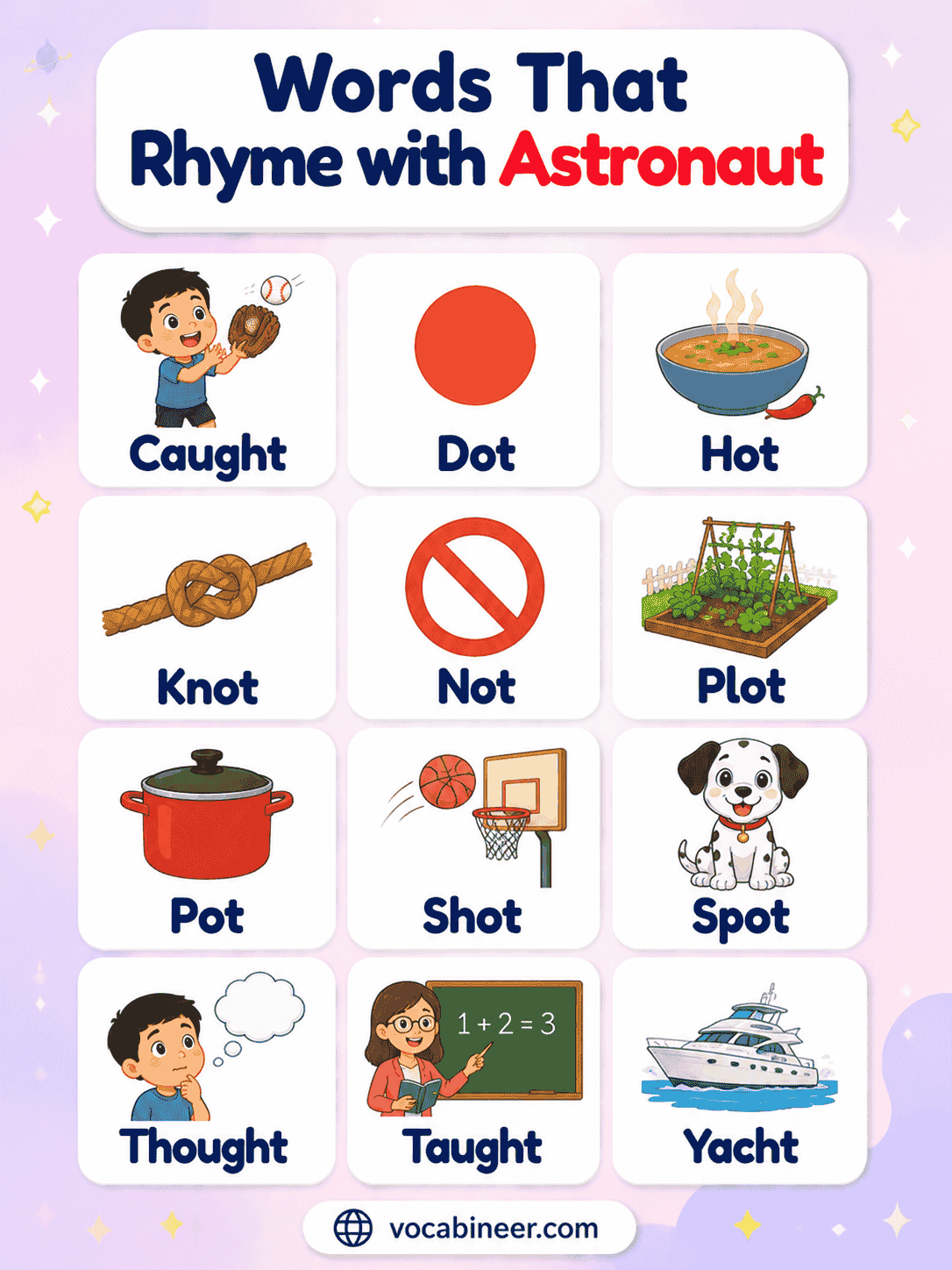 Easy Words That Rhyme With Astronaut for Kids