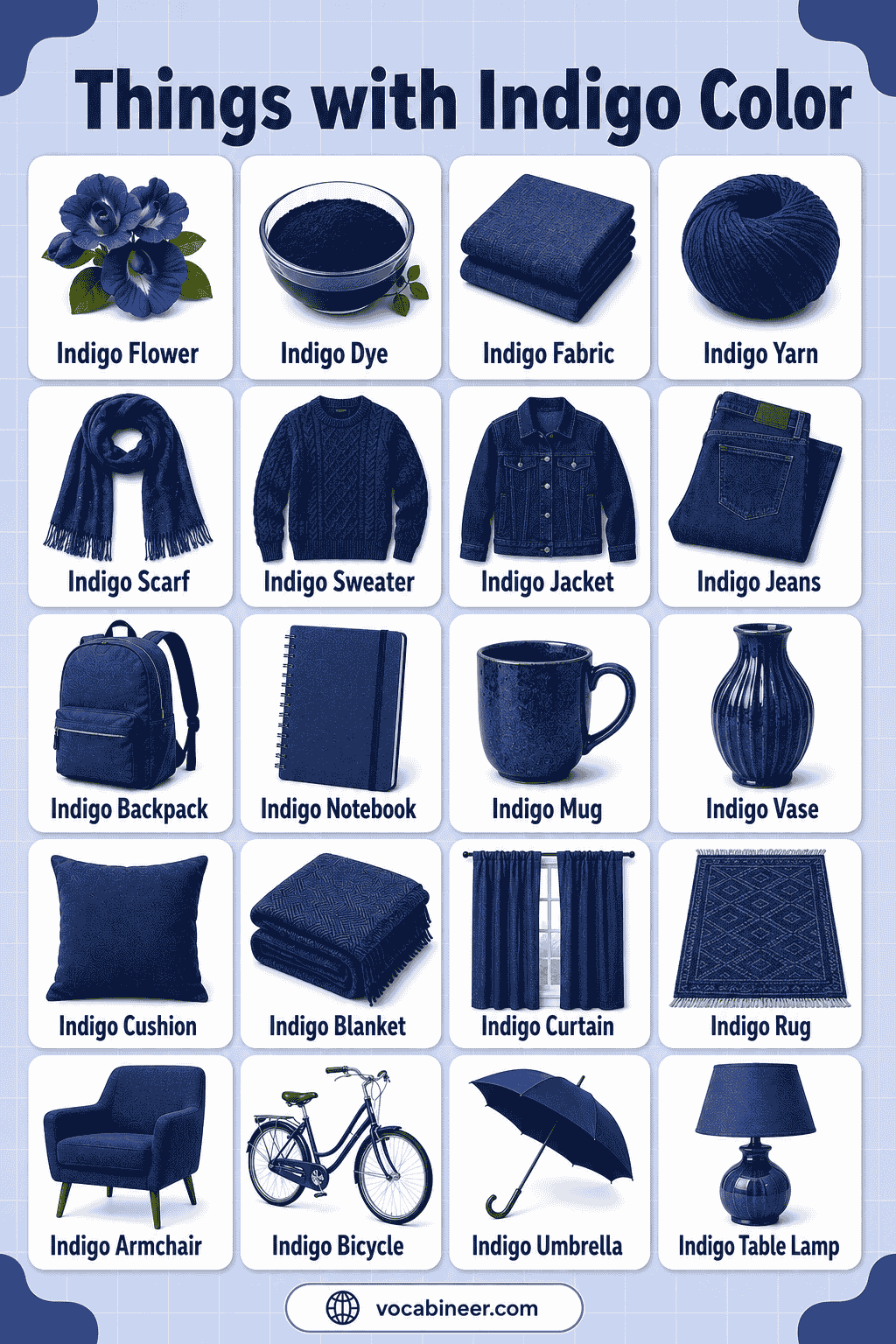 Indigo Things List of Indigo Color Objects
