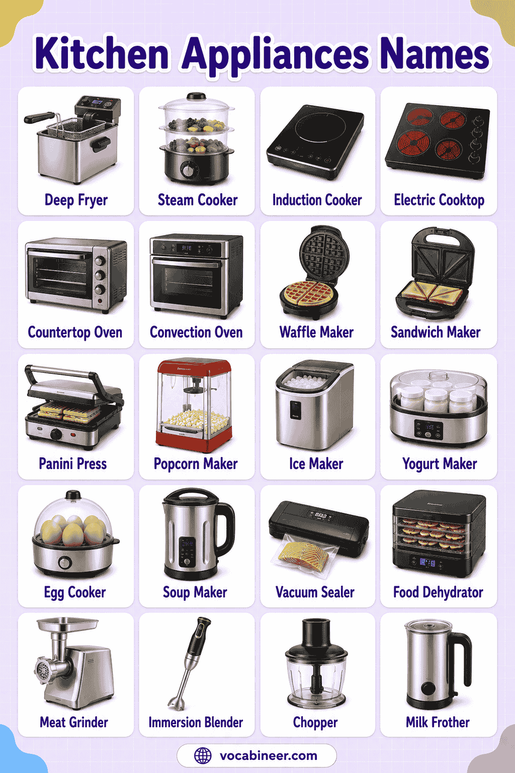 Kitchen Appliances Chart with Names