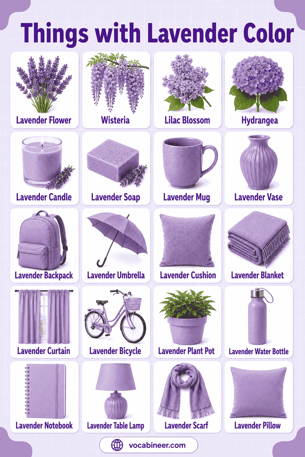 Lavender Color Objects with Pictures