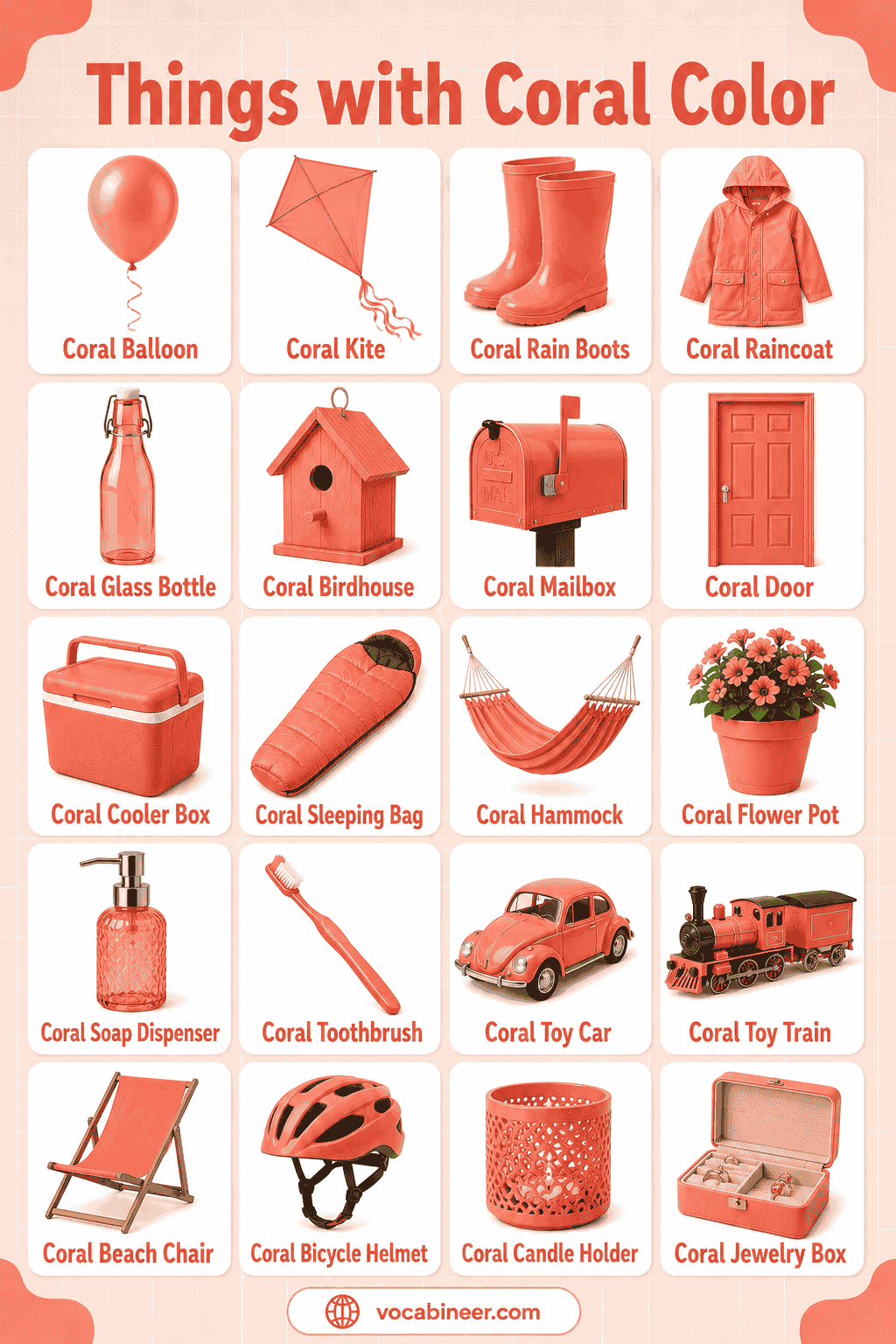 Learn Coral Color with Objects, Flowers, and Pictures