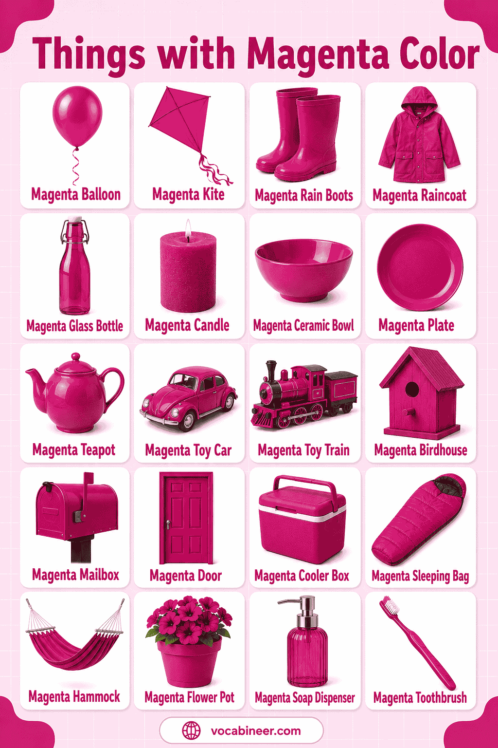 Magenta Things List with Pictures and Meanings