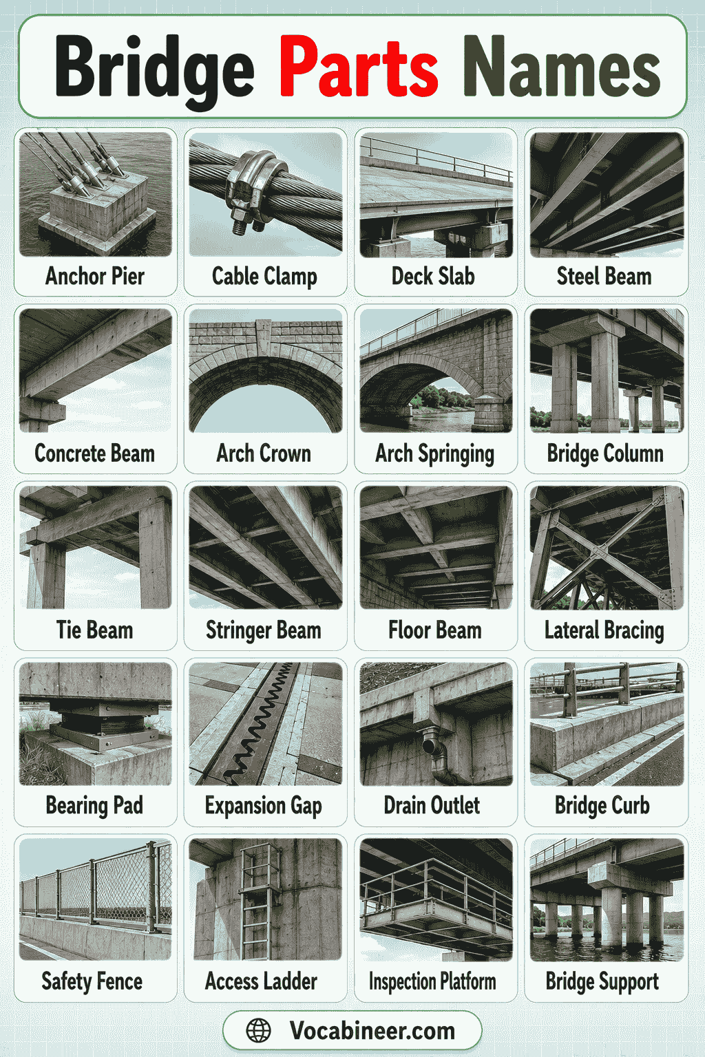 Main Parts of a Bridge with Pictures