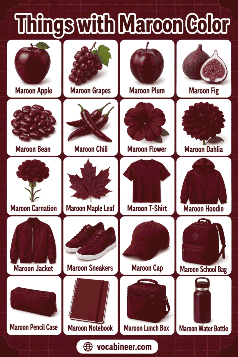 240 Things with Maroon Color with Names and Pictures