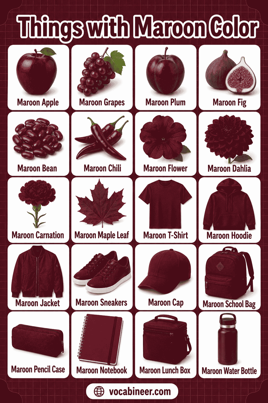 Maroon Things List of Maroon Color Objects