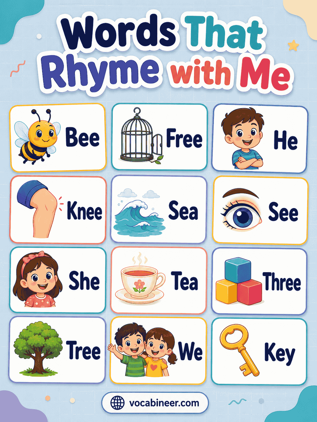 Me Rhyming Words With Meanings and Sentences