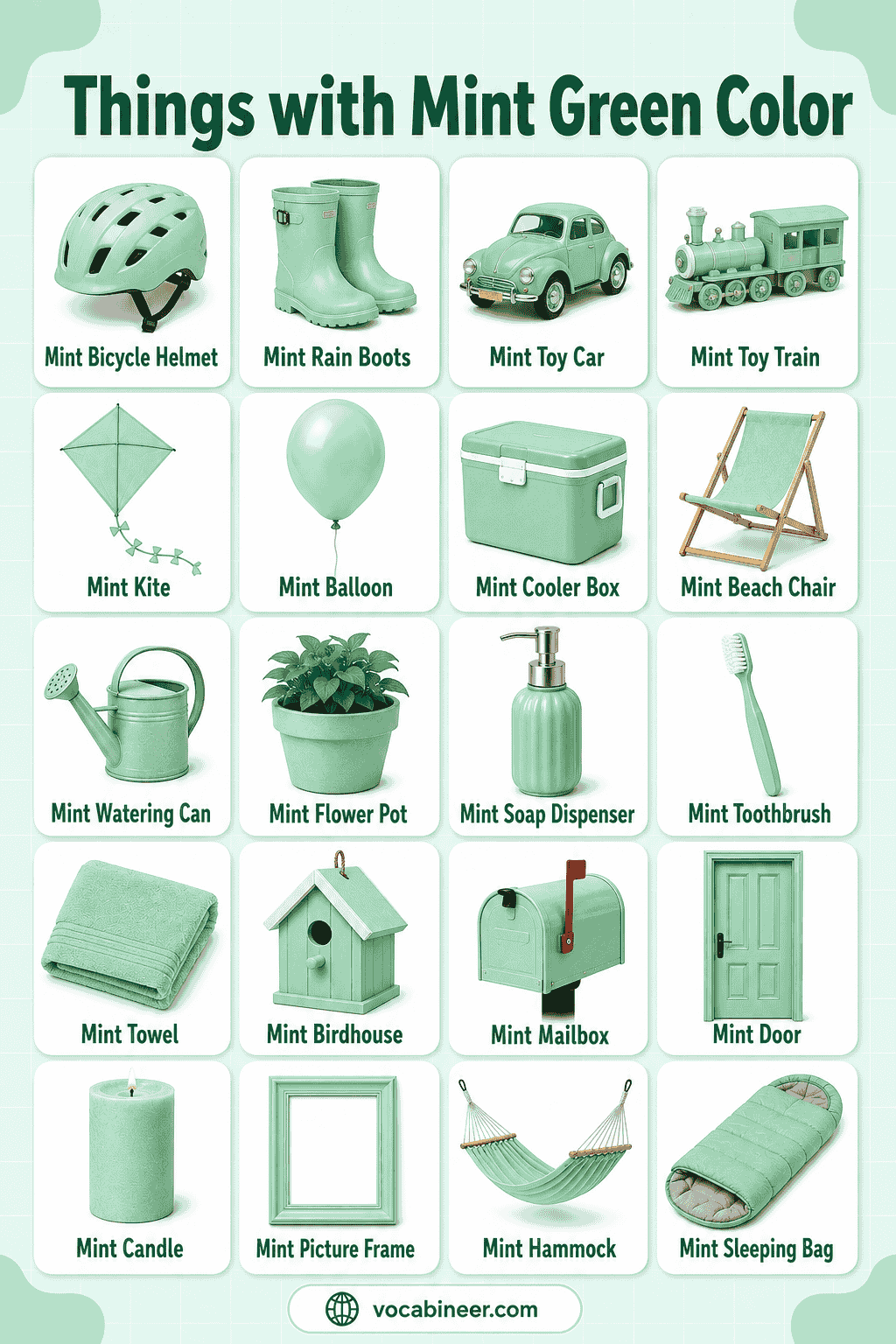 Mint Green Things List of Mint Green Color Objects