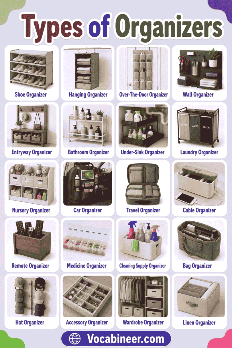 100+ Different Types of Organizers with Names and Pictures