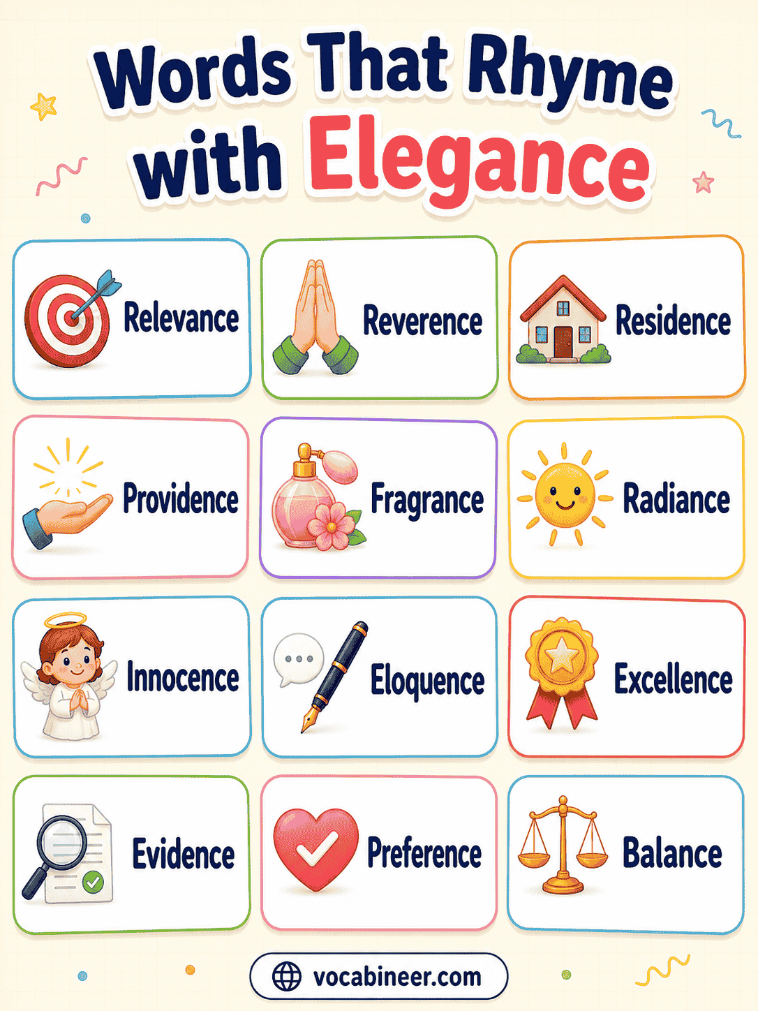 Perfect and Near Rhymes for Elegance Explained