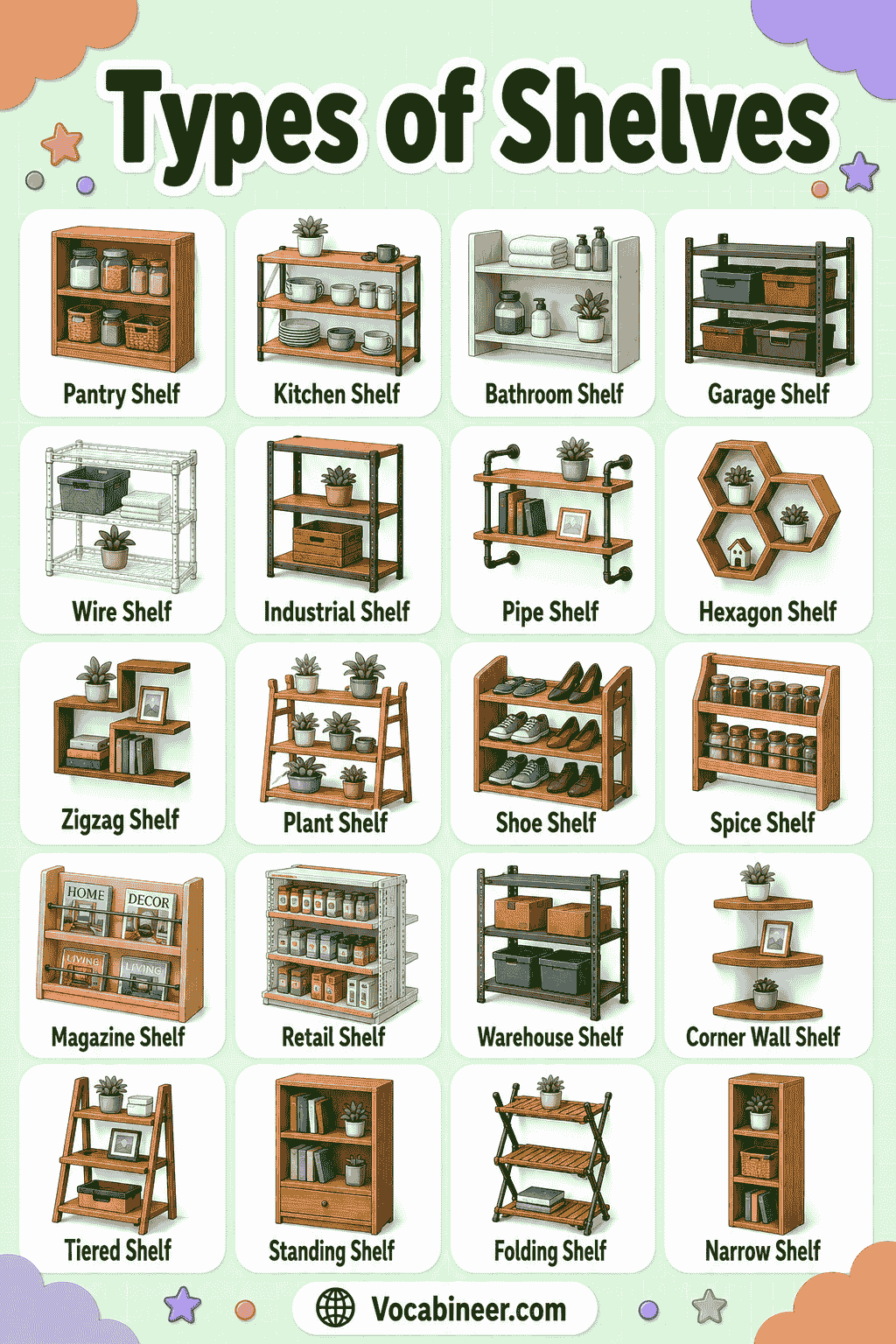 Shelf Names with Pictures and Simple Meanings