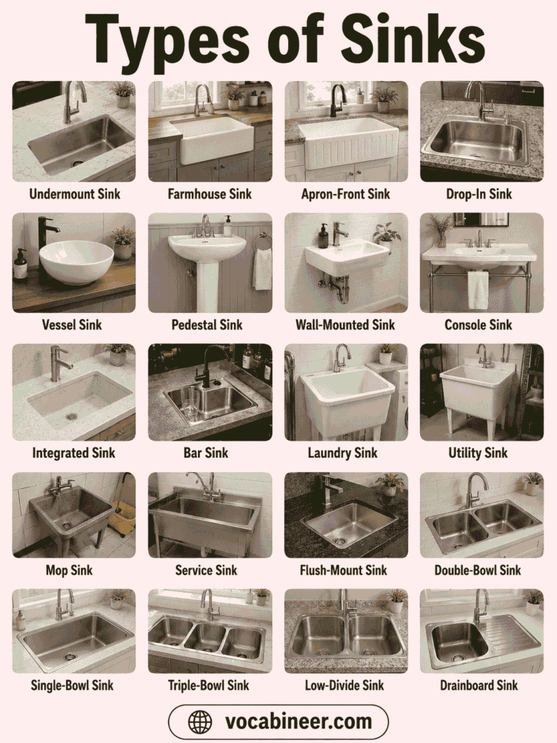 Different Types of Sinks with Uses and Pictures Explained