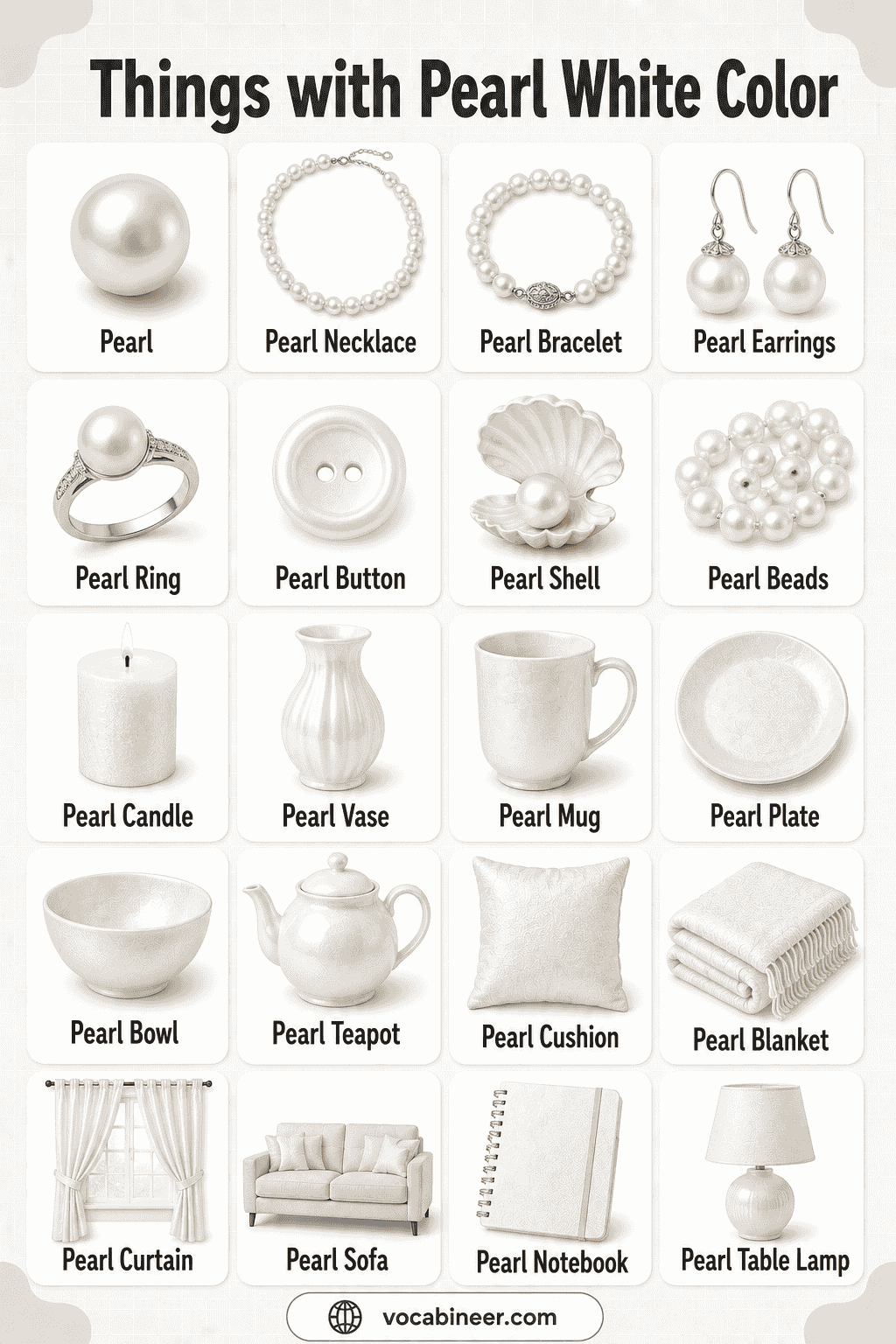Things with Pearl White Color with Names and Pictures