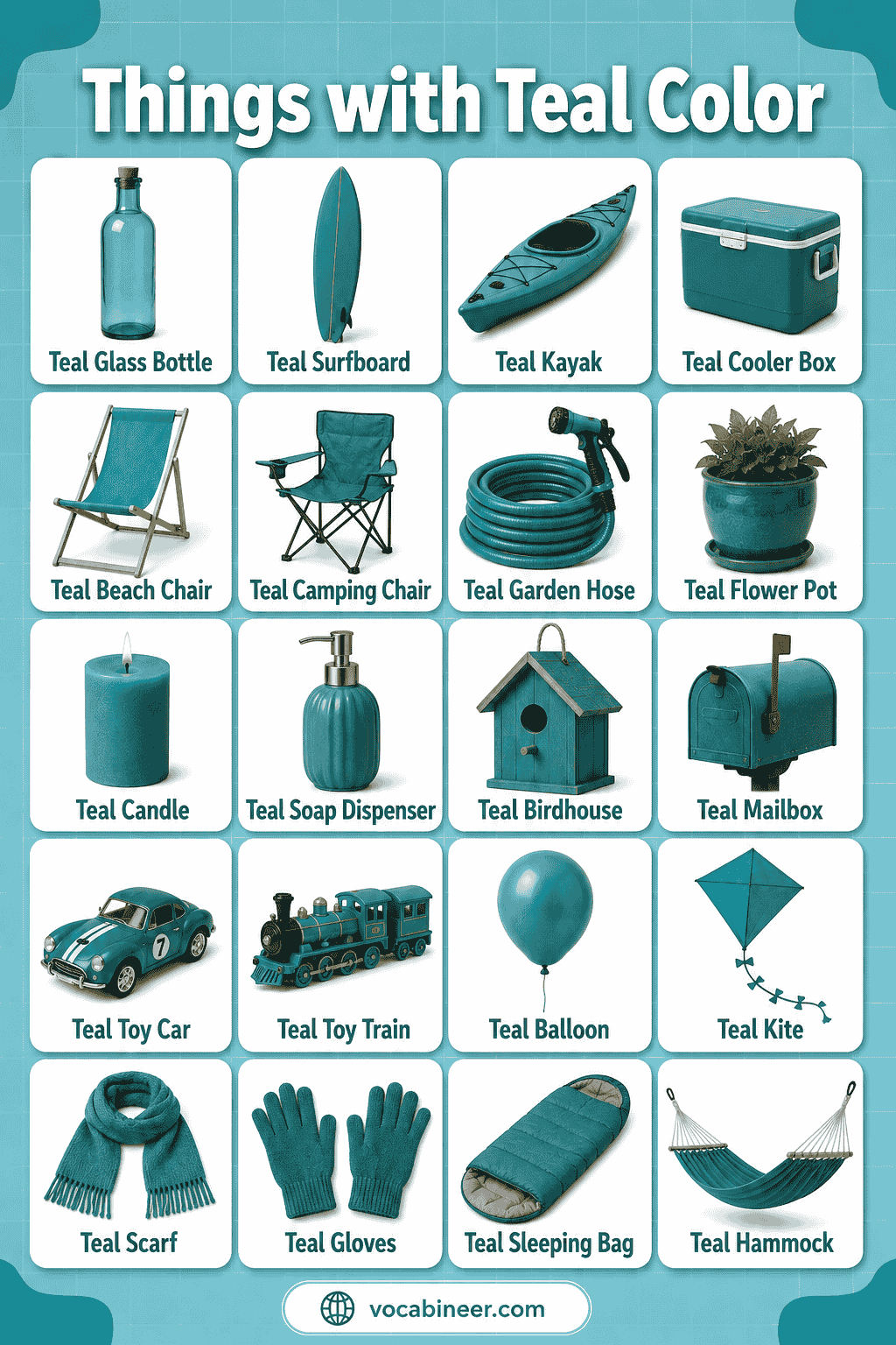 Things with Teal Color with Names and Pictures