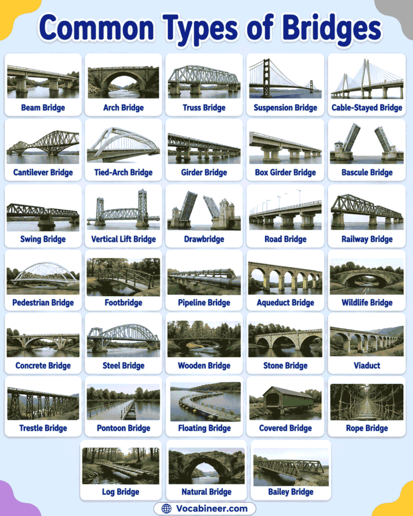40+ Types of Bridges with Names, Uses, and Pictures