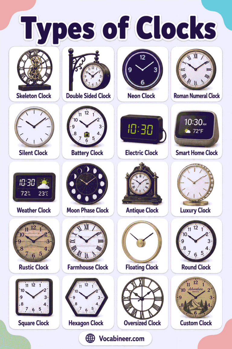 Different Types of Clocks with Names and Pictures