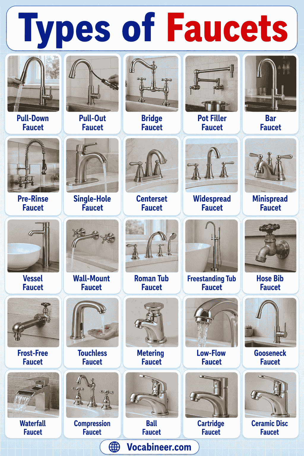 Types of Faucets Chart with Pictures