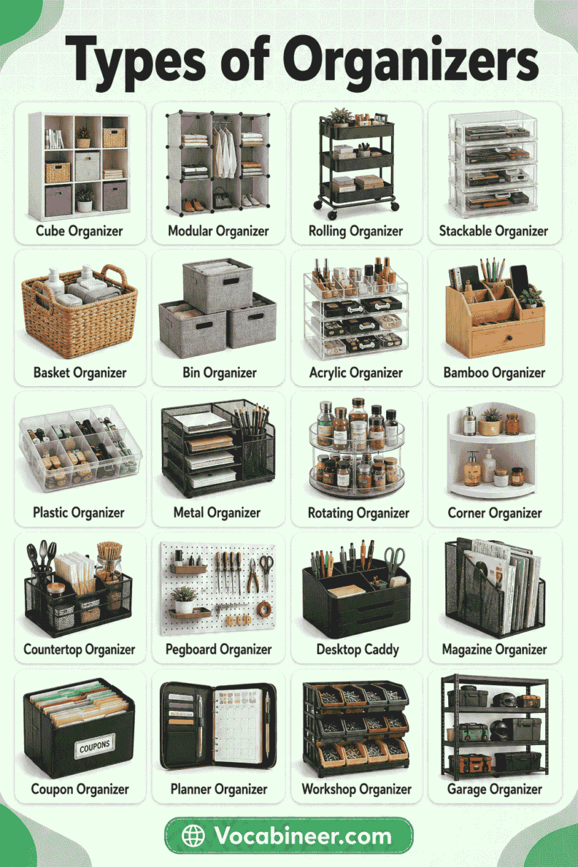 100+ Different Types of Organizers with Names and Pictures