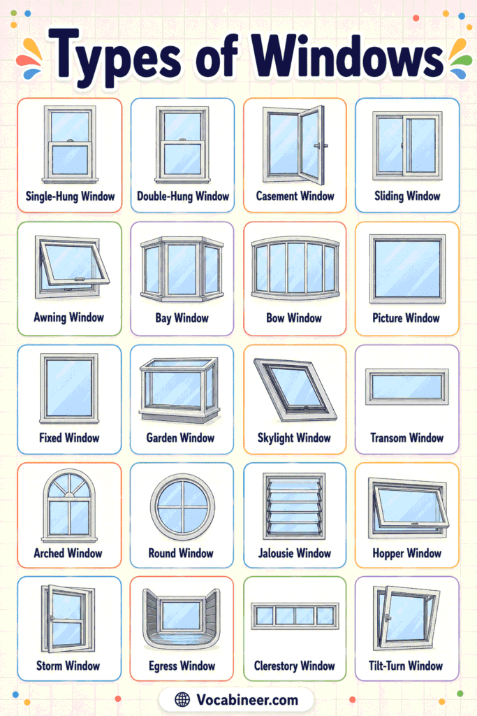 Types of Windows Chart with Pictures