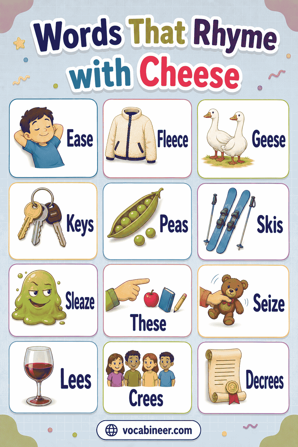Words That Rhyme with Cheese Full List and Examples