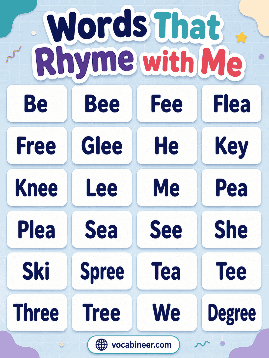 Words That Rhyme with Me Best Rhymes and Examples
