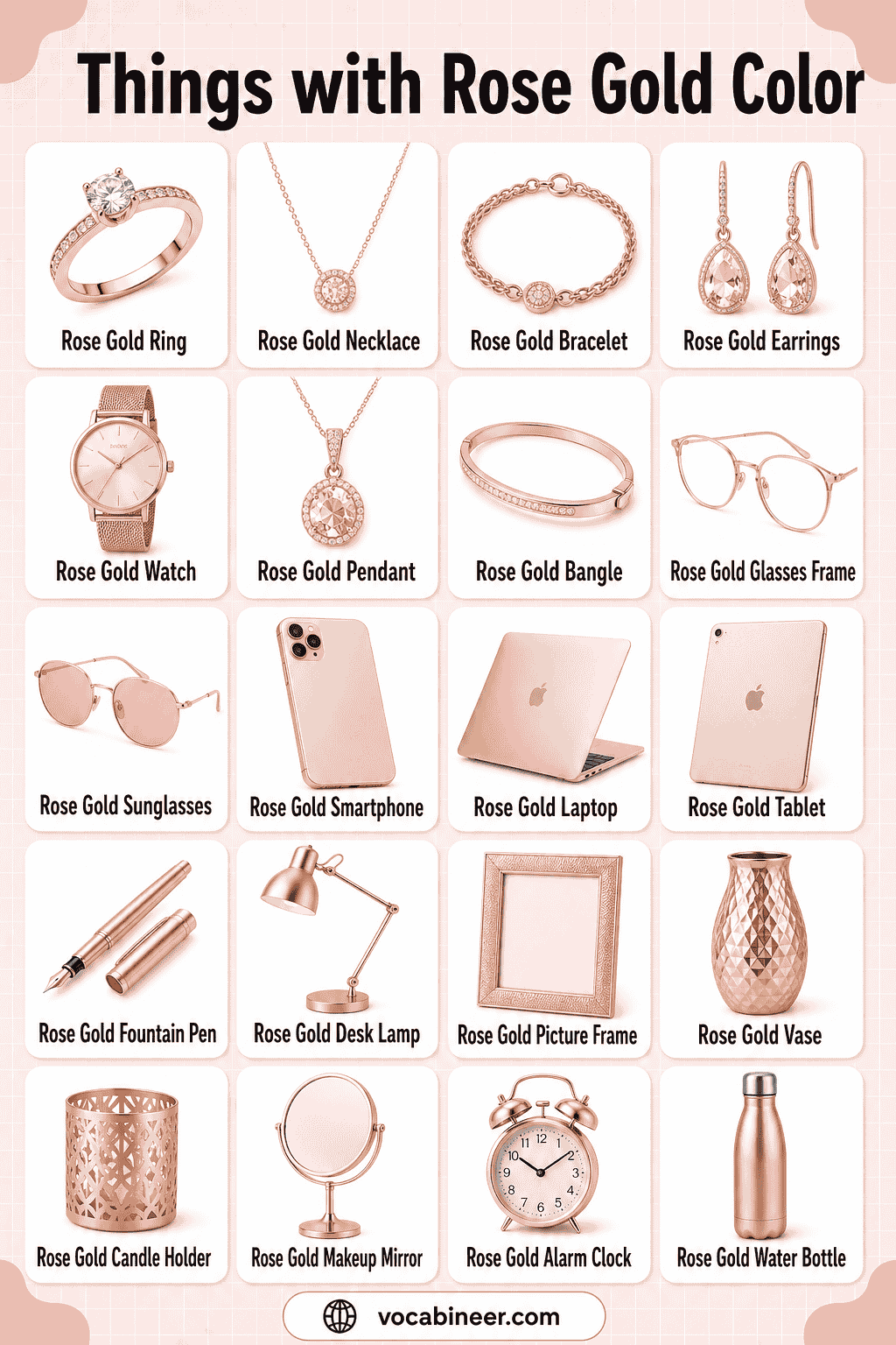 166 Things with Rose Gold Color with Names and Pictures